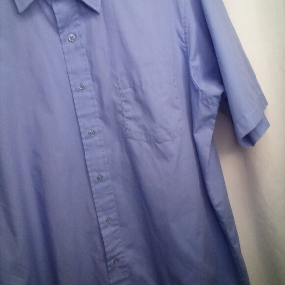John Weitz Button Down Shirt Men 16 1/2 Short Sleeve Pocket Blue - Picture 8 of 14